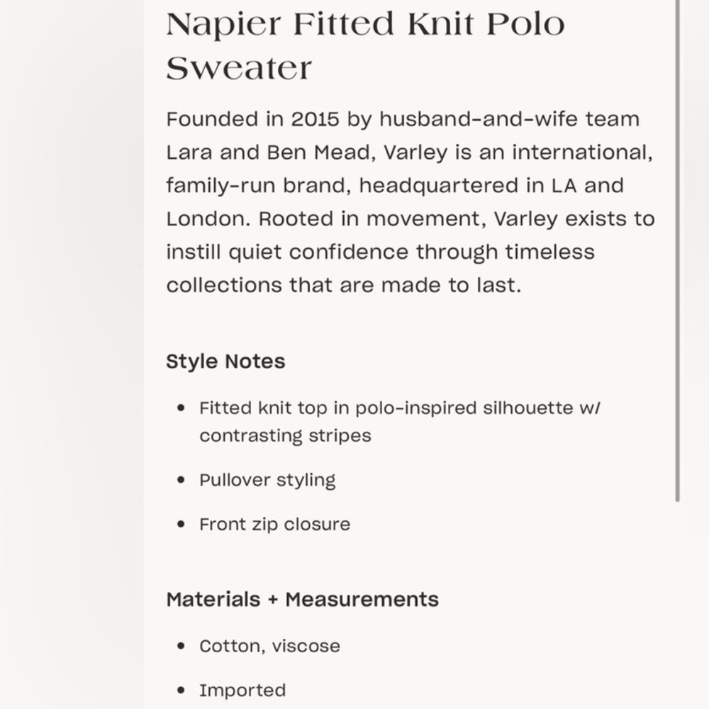 Varley Ribbed Napier Polo Knit T-Shirt Sweater - Picture 9 of 9